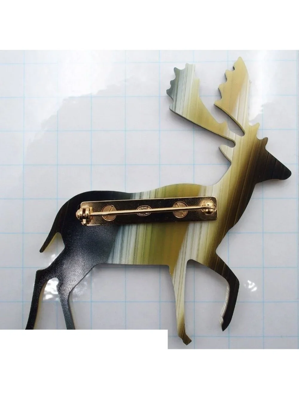 Chanel Brooch Beige Brown Plastic CC Logo Reindeer Costume 01